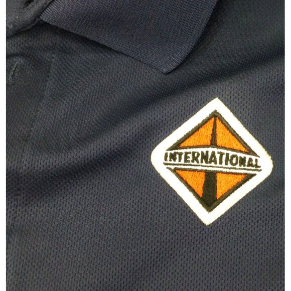 International A26 Featherlite Polo Shirt XL Navy Built In Huntsville Alabama Emb - Picture 4 of 10